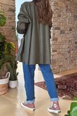 Made in Italy Runa Leather Look Relaxed Blazer Khaki